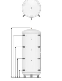 Maatschets / afmeting buffervat warmtepomp EPS