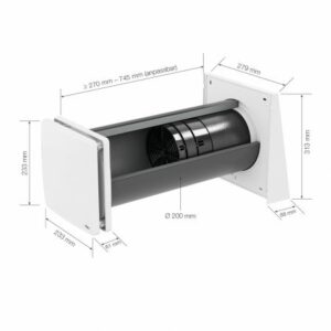 Afmetingen iV14-Zero - Decentrale ventilatie met wtw - Technea