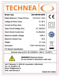 Sticker 410Wp zonnepanelen | Technea